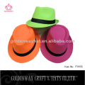 Mode Neon bunte 100% Polyester Fedora Hut Unisex Fedora Trilby Hut Phantasie Hüte und Mützen